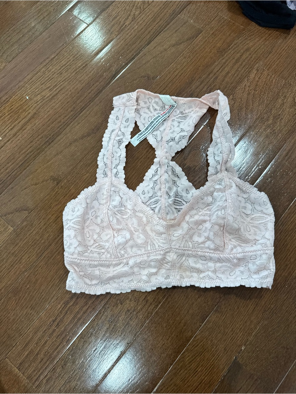 Free People Delicate Lace Racerback Bralette in Pale Pink